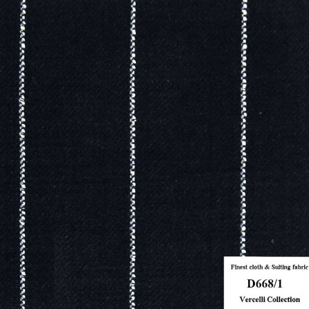 D668/1 Vercelli CXM - Vải Suit 95% Wool - Xanh Dương Sọc